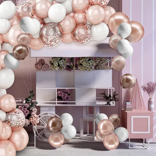 Miniatura 4 de Kit de arco de globos de oro rosa, globos de oro rosa, kit de guirnalda de globos de oro rosa, decoraciones de fiesta de oro rosa, decoraciones