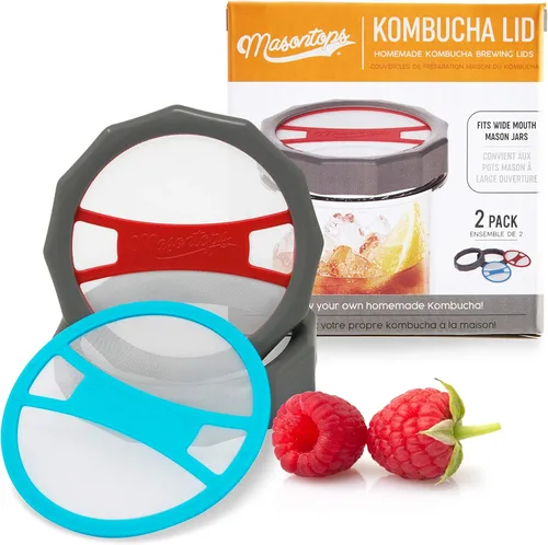 Masontops Tapa de Kombucha – Suministros para tarros de masón de elaboración de cerveza casera – Kit de inicio para hacer kombucha orgánico vivo –