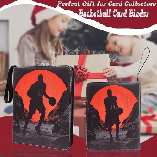 Miniatura 6 de Carpeta de tarjetas de baloncesto – Álbum de tarjetas de intercambio de 9 bolsillos de capacidad para 900, carpeta con 3 anillos, piel sintética