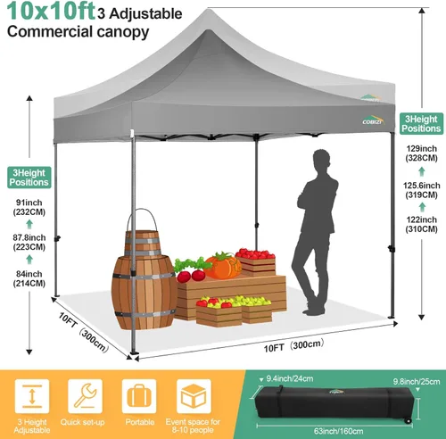 Miniatura 162 de COBIZI Tienda de campaña desplegable de 6.6 x 6.6 pies, toldo resistente, fácil de instalar, impermeable, para exteriores, fiestas, playa, jardín