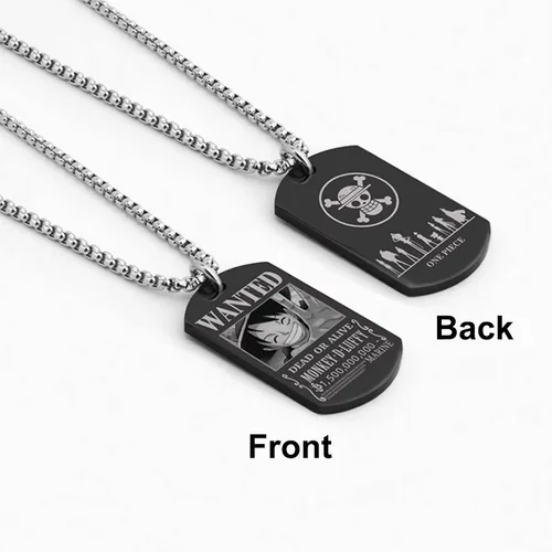 Miniatura 2 de Anime One Piece Wanted Poster Pendant Necklace Stainless Steel Chain Manga Necklaces Dog Tag Jewelry for Men Boyfriends Christmas Gifts