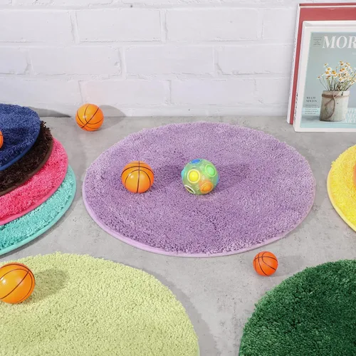 Miniatura 8 de Funtery Alfombra colorida de 6 asientos circulares de 18 pulgadas, alfombra redonda para niños, alfombra suave para aula, cojines educativos