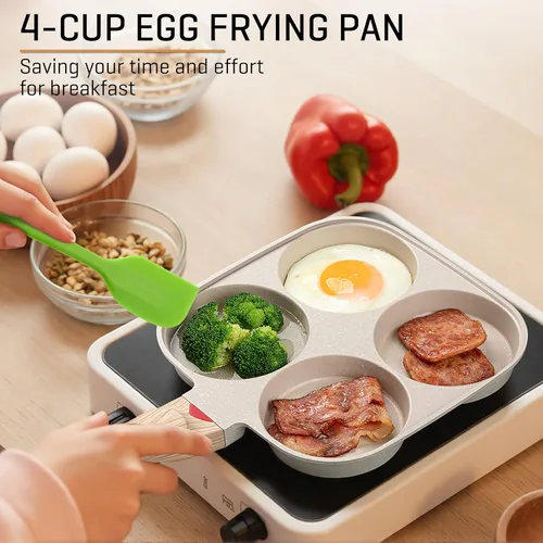 Miniatura 2 de MyLifeUNIT Sartén para huevos de 4 tazas antiadherente, sartén para huevos fritos para desayuno, panqueques, hamburguesas, sándwiches, adecuada