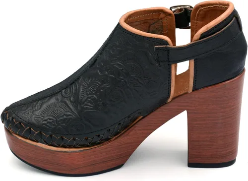 Miniatura 11 de Botines de piel auténtica grabados mexicanos con correa para mujer - Modelo 490