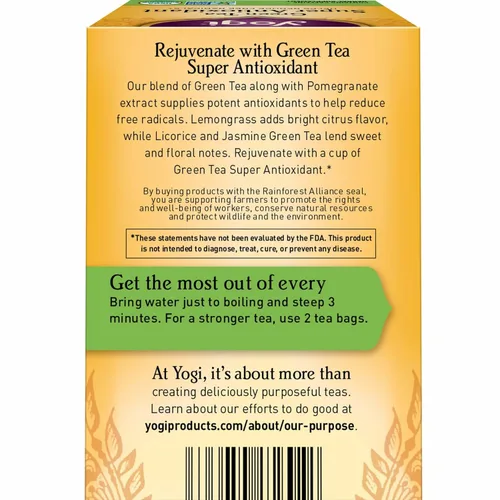 Miniatura 4 de Yogi Tea Té Verde Superantioxidante - 16 Bolsitas de Té por Paquete (6 Paquetes) - Té Verde Orgánico para Apoyo Antioxidante - Incluye Hoja de Té