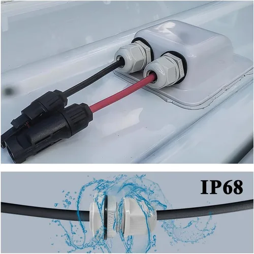 Miniatura 6 de Entrada de cable solar resistente a la intemperie de plástico ABS doble para todos los tipos de cables de 2mm² a 6mm² para proyectos solares en RV