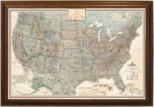 Miniatura 18 de Push Pin Travel Maps - Executive US - Mapa de pines enmarcado con marco negro para rastrear tus viajes - 27.5 x 39.5 pulgadas - 8 opciones de marco