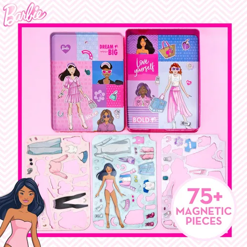 Miniatura 3 de Barbie D.I.Y. Juego magnético de 75 piezas, 3 muñecas magnéticas, manualidades para niños de 4 a 8 años, regalos de cumpleaños para niñas de 4 años