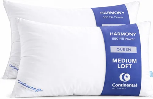 Miniatura 16 de Continental Bedding Harmony White Goose Down Pillow 550 Fill Power Medium Loft 100% algodón 300 hilos Shell tamaño estándar 1 paquete fabricado
