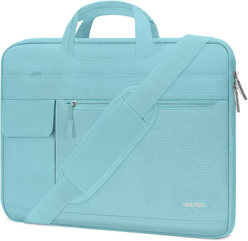Miniatura 7 de MOSISO Bolsa de hombro para laptop compatible con MacBook Air/Pro, portátil de 13-13.3 pulgadas, funda de poliéster con solapa para maletín, azul
