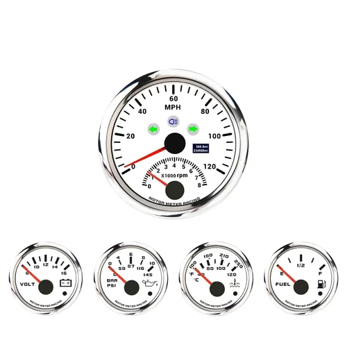 Miniatura 8 de MOTOR METER RACING - Juego clásico de velocímetro (6 piezas) con velocímetro mecánico, odómetro analógico, esfera verde, aguja blanca, iluminación