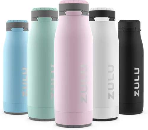 Miniatura 14 de Botella de agua con aislamiento al vacío de acero inoxidable ZULU Ace con pico para tragar, tapa con cierre a prueba de fugas y base extraíble