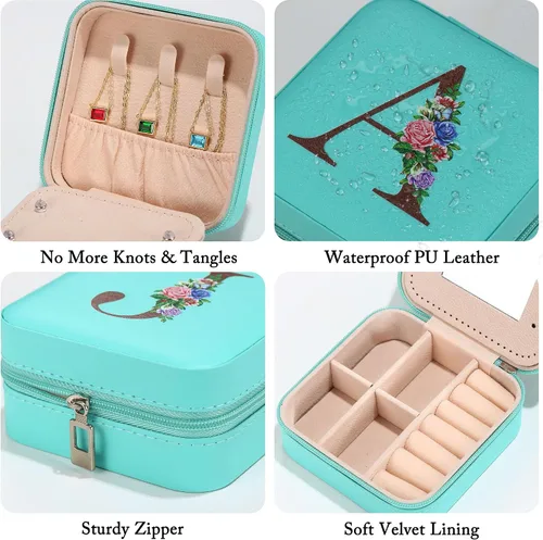 Miniatura 3 de Yesteel Regalos para mujeres y ella, organizador de joyas de viaje, pequeño estuche de viaje, mini joyero, organizador de viaje, anillo collar
