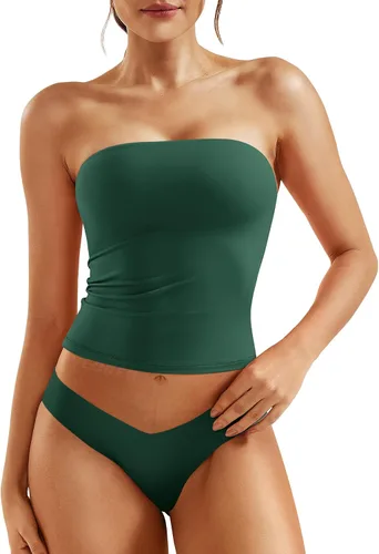 Miniatura 16 de YEOREO Sophie - Camiseta de tubo larga sexy para mujer, con doble forro, básica, Y2K, para verano, sin tirantes, ajustada, para salir