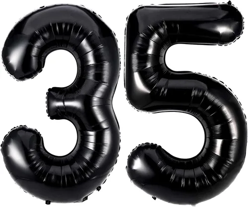 Miniatura 12 de Globos de 40 pulgadas negros con número 0 de helio, globos negros gigantes con número 0 para decoraciones de fiesta de cumpleaños, aniversario, baby