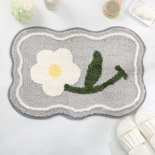 Miniatura 8 de Alfombra de Baño con Flores Simplicity Antideslizante, Alfombra de Baño Extra Absorbente y Suave de Microfibra, Alfombra de Baño Lavable a Máquina
