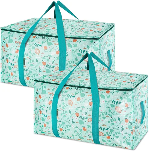 Miniatura 15 de BALEINE Paquete de 2 bolsas de mudanza de gran tamaño con asas reforzadas, bolsa de almacenamiento resistente para ropa, suministros de mudanza