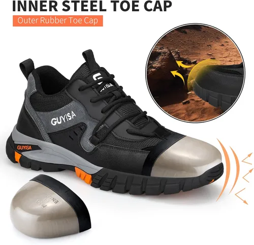 Miniatura 2 de GLANOUDUN Steel Toe Shoes for Men Outdoor Men's Work Sneakers Comfort Safety Toe Working Shoes for Men Indestructible Industrial Construction Shoes