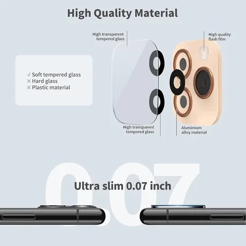 Miniatura 3 de LucBuy Protector de lente de cámara para iPhone X/XS/XS MAX Convert to iPhone 11 Pro/11 Pro Max, película de vidrio templado transparente ultra