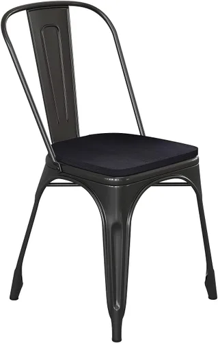 Miniatura 9 de Flash Furniture Perry - Silla apilable comercial para interiores y exteriores con asiento de poliestireno, marco de metal dorado envejecido, asiento