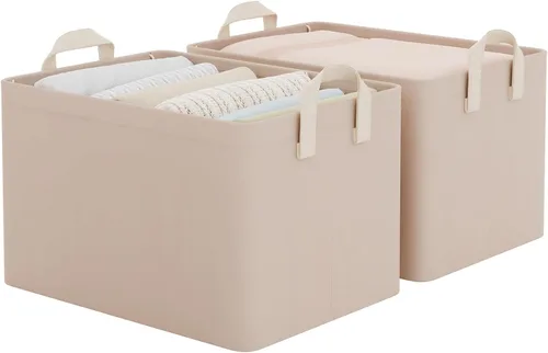 Miniatura 21 de StorageWorks Closet Storage Bins, Storage Baskets for Shelves, Closet Organizers and Storage Bins with Metal Frame, Handles, Beige, Cool Silky