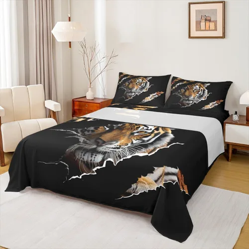 Miniatura 22 de Juego de sábanas de dibujos animados para niños, tamaño King, bonito juego de ropa de cama de esquí de animales árticos, decoración de habitación