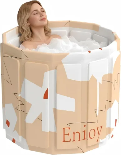 Bañera portátil para adultos, bañera plegable para spa caliente y baño de hielo, bañera pequeña plegable para baño, bañera portátil aislada de 6