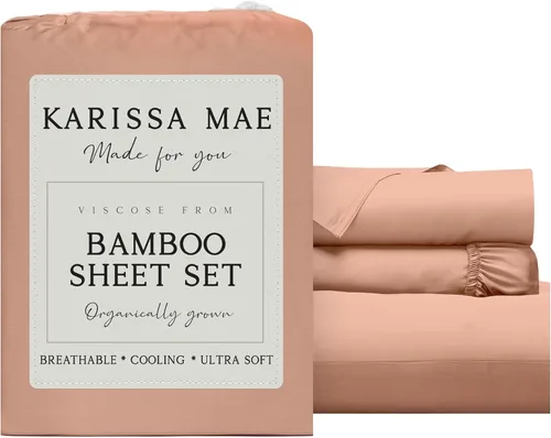 Miniatura 62 de KARISSA MAE Juego de sábanas tamaño individual de viscosa de bambú refrescante, 100% cultivadas orgánicamente, bolsillo profundo de 18 pulgadas
