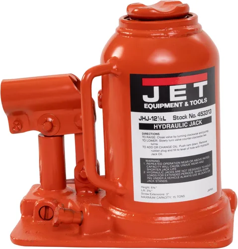 JET Gato hidráulico de botella de perfil bajo de 12.5 toneladas con mango (JHJ-12-1/2L)