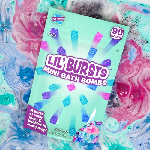 Tub Works® Lil' Bursts™ Mini bombas de baño para niños, 90 unidades, Candy Splash | No tóxicas | Bombas de baño para niños pequeños con una ráfaga