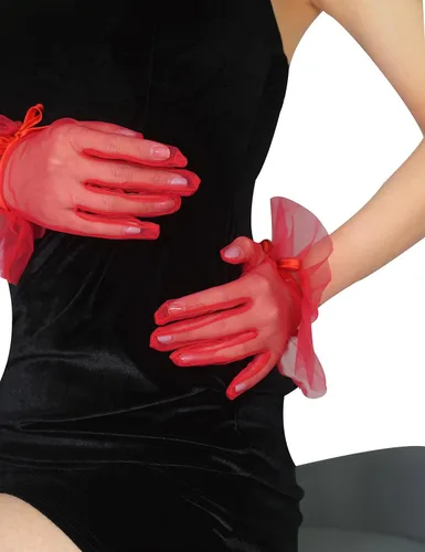 Miniatura 7 de Guantes de tul cortos para mujer, con volantes y lazo para fiesta de té