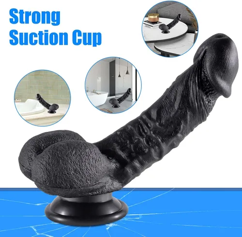Miniatura 6 de Consolador realista de silicona, pene realista con potentes ventosas para jugar con manos libres, estimulación del punto G de la vagina