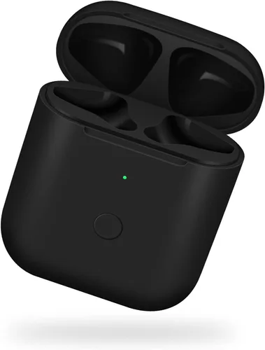 Funda de carga inalámbrica de repuesto compatible con AirPods de 1ª y 2ª generación con botón de emparejamiento de sincronización Bluetooth (negro)