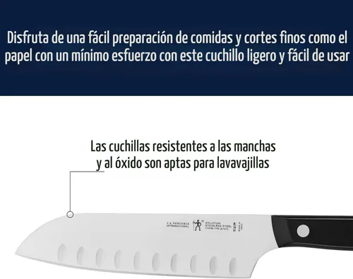 Miniatura 5 de HENCKELS Solution Razor-Sharp - Juego de cuchillos Santoku de 5 pulgadas, cuchillo Santoku de 7 pulgadas, diseño alemán informado por más de 100