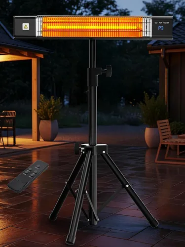 Miniatura 9 de Uthfy Calentador eléctrico para patio al aire libre, calentador infrarrojo de 1500 W con temporizador de 24 horas, control remoto, impermeable
