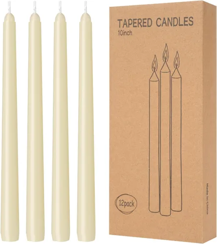 Miniatura 11 de Paquete de 30 velas cónicas blancas - 10 pulgadas sin goteo, sin humo y sin perfume Larga duración 8 horas Velas altas vertidas a mano Velas