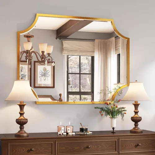 Miniatura 13 de Kelly Miller Espejo de baño negro festoneado para pared, espejo negro de 24 x 36 pulgadas, espejo decorativo de pared con marco biselado para baño