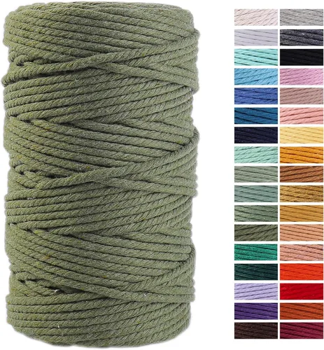 Miniatura 33 de Cuerda de Macramé Gris Claro 3mm x 109 Yardas, Cuerda de Algodón de Colores Cuerda para Manualidades Cuerda de Algodón Colorida para Colgar