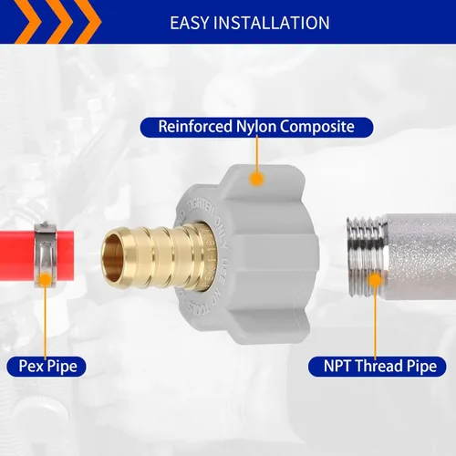 Miniatura 5 de (Znkiok Paquete de 10) Adaptador giratorio NPT hembra de 1/2 pulgada PEX x 1/2 pulgada, accesorios de engarce de latón, conector de agua potable sin