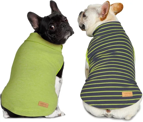 Miniatura 12 de KYEESE Paquete de 2 suéteres para perro, sudadera elástica para perros, ropa suave para mascotas, abrigos cálidos para perros, cuello alto, suéteres