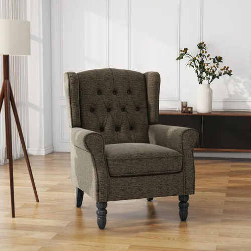 Miniatura 50 de Silla decorativa de respaldo alto, sillón tapizado de tela, silla con respaldo alado para sala de estar, cómodo sofá individual, asiento de lectura