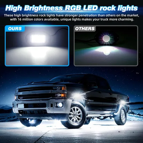 Miniatura 3 de 6 cápsulas de luces LED de aleación para UTV, ATV, carrito de golf, camioneta RZR todoterreno, kit de neón RGB multicolor impermeable actualizado