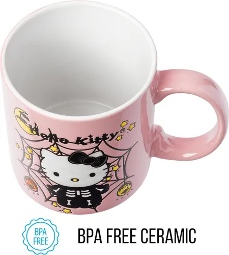 Miniatura 7 de Silver Buffalo Sanrio Hello Kitty Taza de Cerámica con Diseño de Esqueleto y Telaraña de Halloween Resistente a la Cera, 20 Onzas Sanrio Hello Kitty