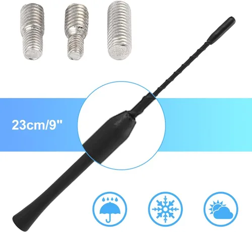 Miniatura 3 de X AUTOHAUX 9" Antena de radio universal para coche AM FM Antena aérea flexible Antena de radio de 22 cm Booster de señal Mástil de techo