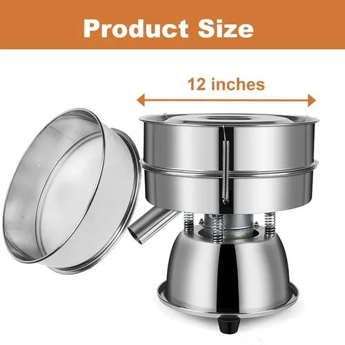 Miniatura 2 de Máquina automática de tamizado de polvo, tamizador de acero inoxidable de malla 30 y 50, tamizador vibratorio de 110V para harina y polvo, incluye 2