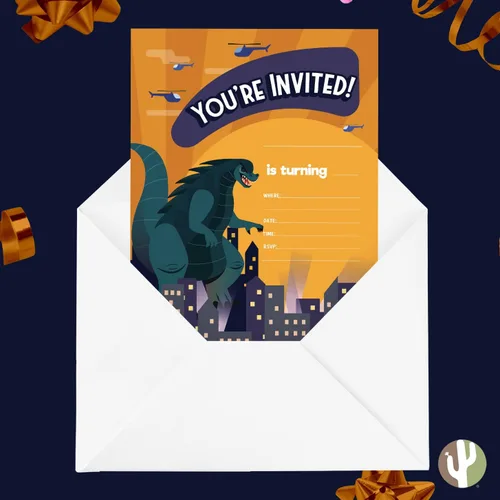 Miniatura 4 de Coastal Palm Godzilla - Tarjetas de invitación de feliz cumpleaños (25 unidades) con sobres para niños y niñas (diseño de 25 unidades, 1)