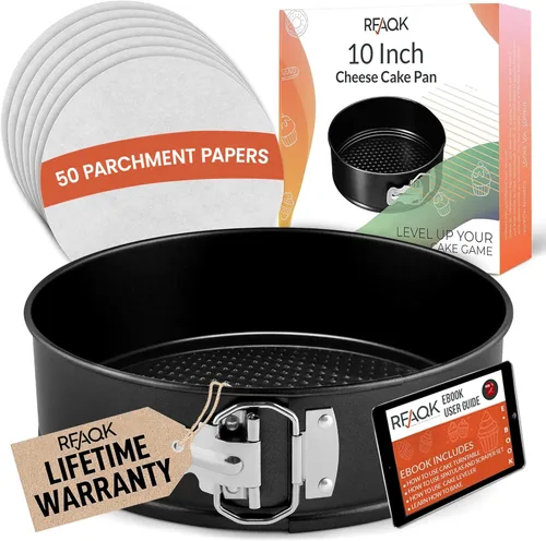 Miniatura 14 de RFAQK Molde Desmoldable Antiadherente de 9 Pulgadas – Molde Desmoldable para Tarta de Queso con Parte Inferior Extraíble, Espátula de Glaseado