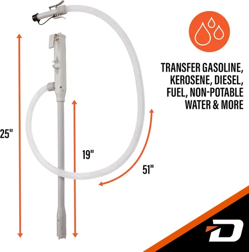 Miniatura 6 de DeWay Bomba de Transferencia de Combustible de Varilla con Batería con Boquilla de Parada Automática, Flujo Rápido de 3.2 GPM y Manguera