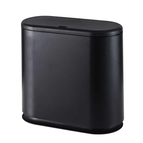 Basurero delgado negro de 12 litros con tapa superior de presión, cubo de basura de cocina a prueba de mascotas y perros, cubo de basura delgado,