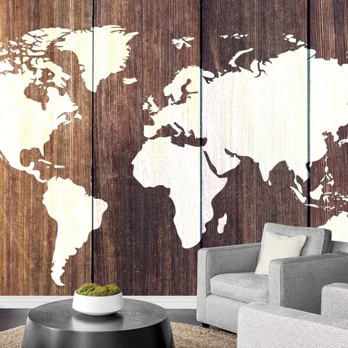 Miniatura 8 de wall26 Adhesivo de pared extraíble/mural de pared estilo panel de madera, bandera estadounidense y águila calva, arte digital internacional global
